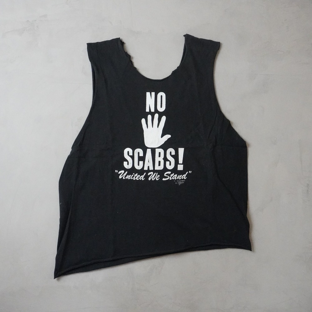 Vintage No Scabs United We Stand Tank Top Large Mens Black Union Graphic